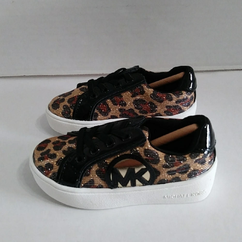 Michael Kors Kids Black & Leopard Print Sneakers Size 6 *NWT* - Picture 3 of 7